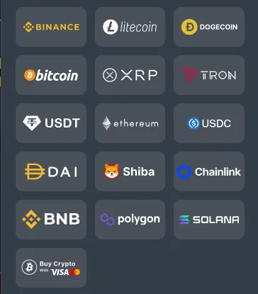 Cocobet supported crypto payment methods